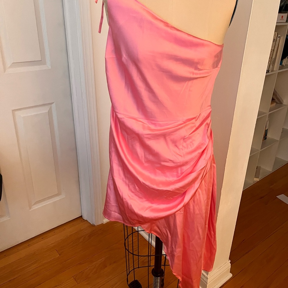 Asymmetrical Pink Silk Dress